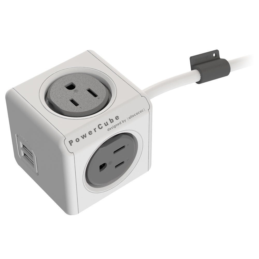 PowerCube Extended USB, Electric Outlet Adapter 5ft Extension Cord Power Strip