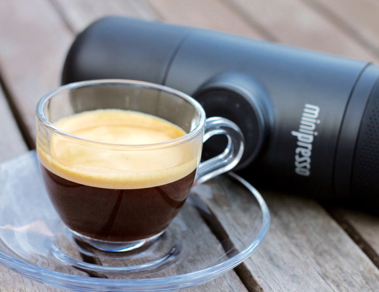 MiniPresso Handheld Espresso Maker by Wacaco Company requires no batteries or charging