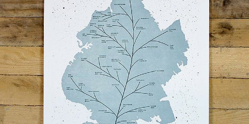 Brooklyn Leaf Map Poster by HOLSTEE