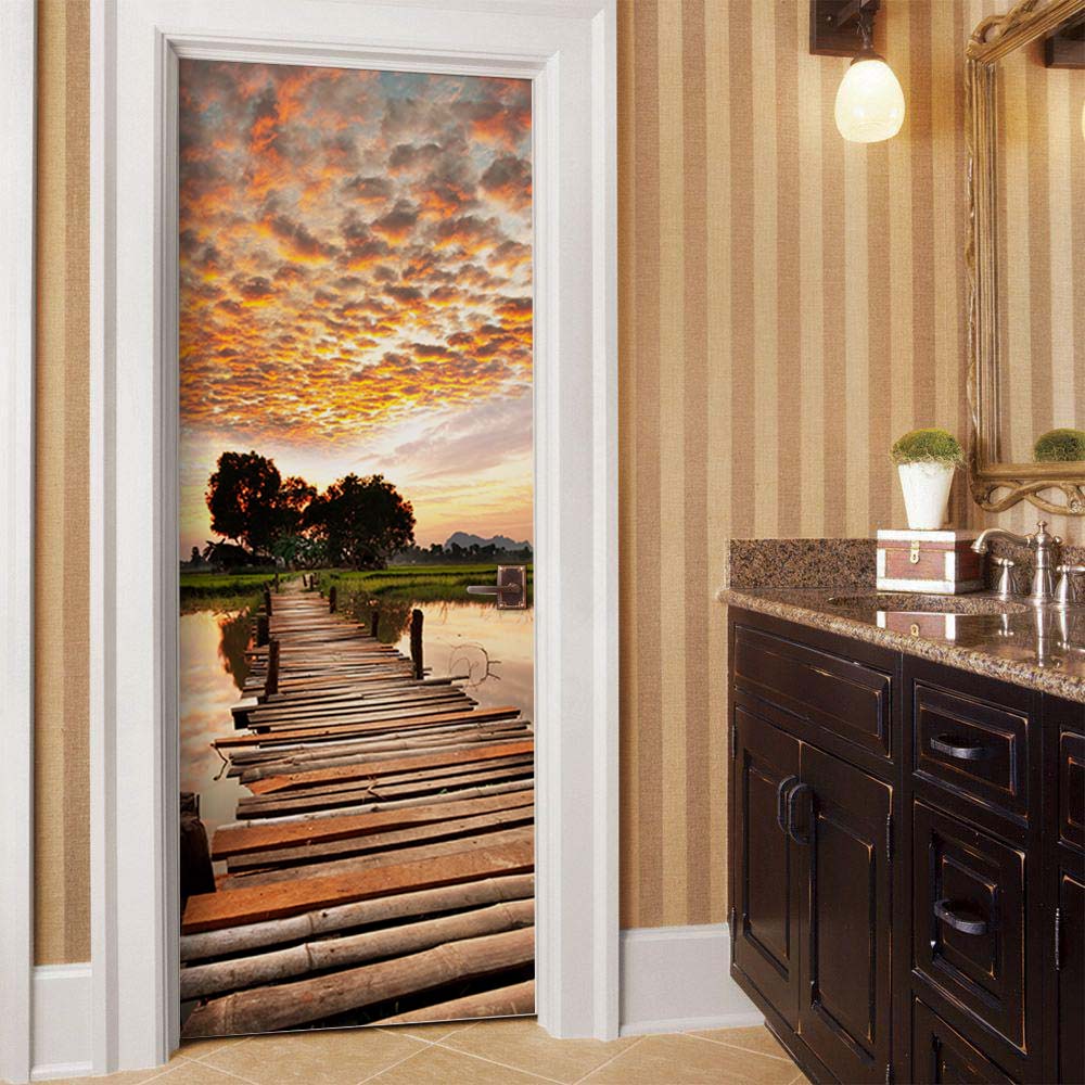 Sunset on the River Tropical Wall Mural