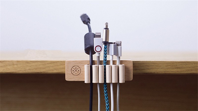 Wooden Desktop Cable Organizer keeps your cables where you want them