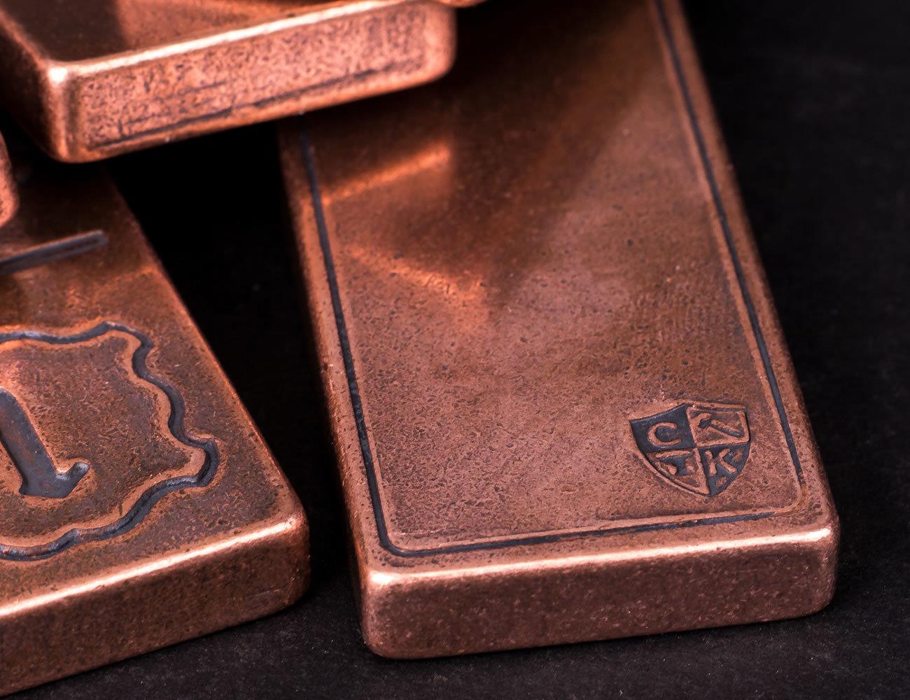 Handmade Solid Copper Metal Domino Game Set in Box & Dice