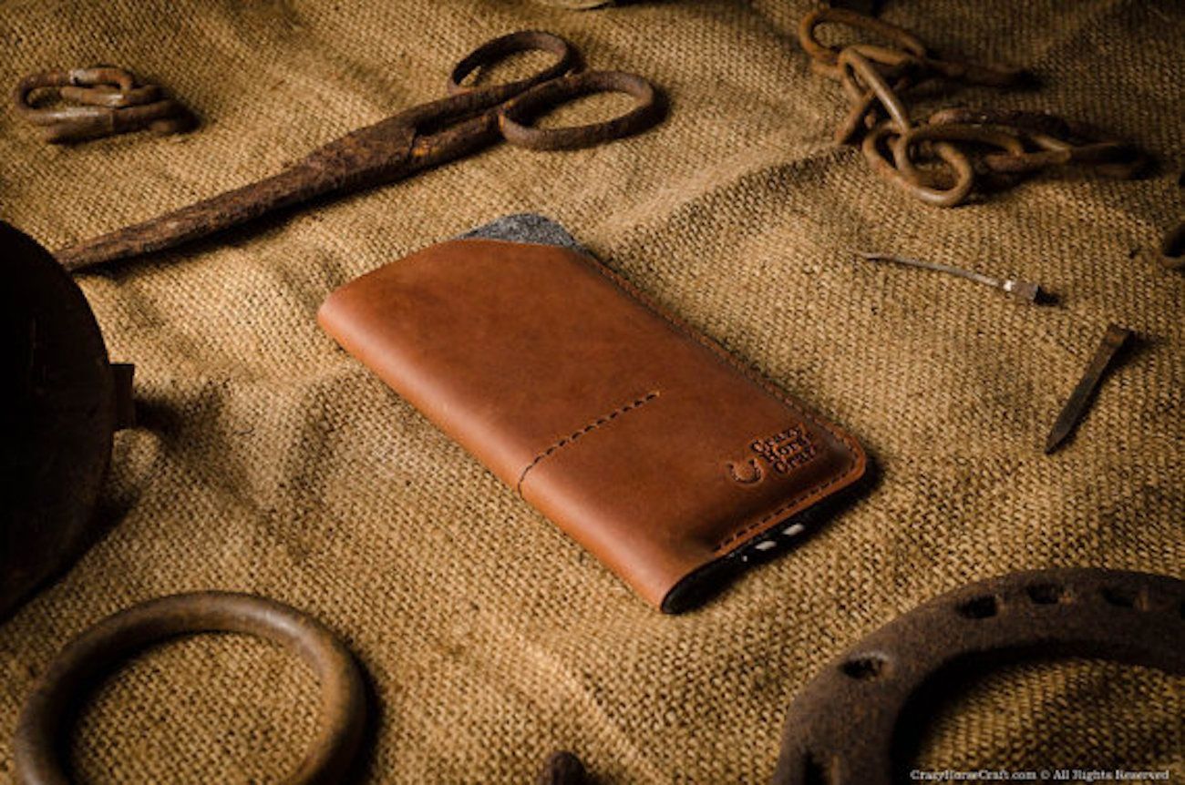 CrazyHorse Leather iPhone 7 Wallet Sleeve