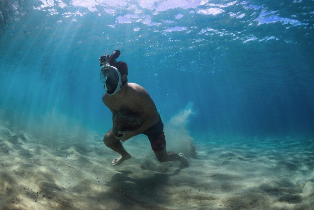 The H2o Ninja Snorkel Mask has an attachment for your GoPro