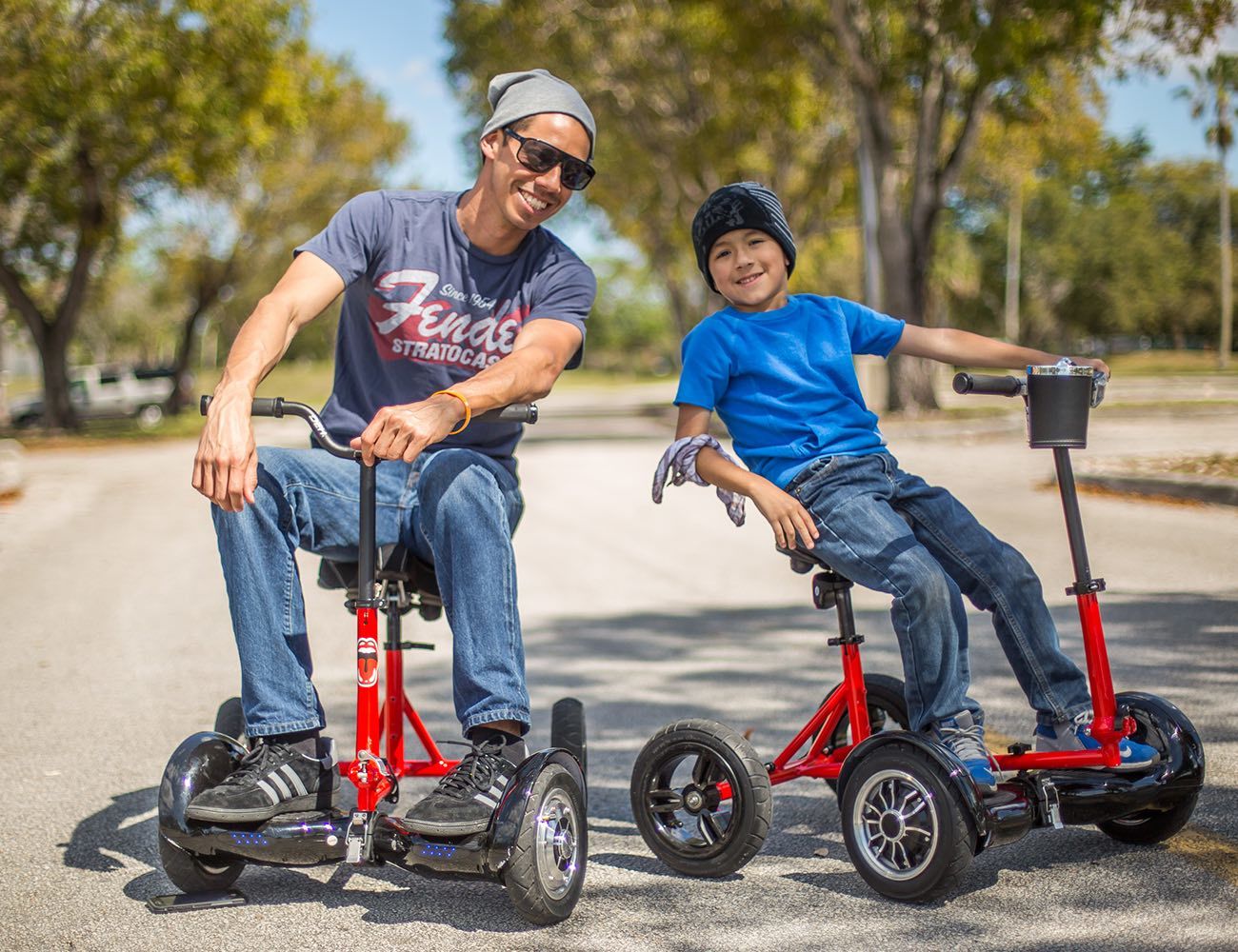 This cool little four wheeler is powered by your hoverboard, letting you cr...