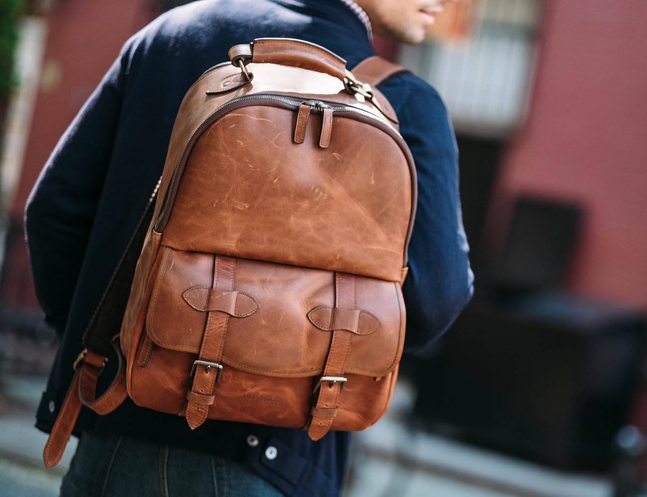 Lewis Classic Leather Luxury Backpack by Korchmar