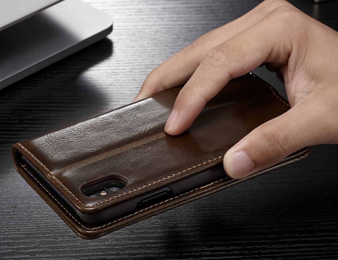 Flip iPhone X Leather Wallet Case