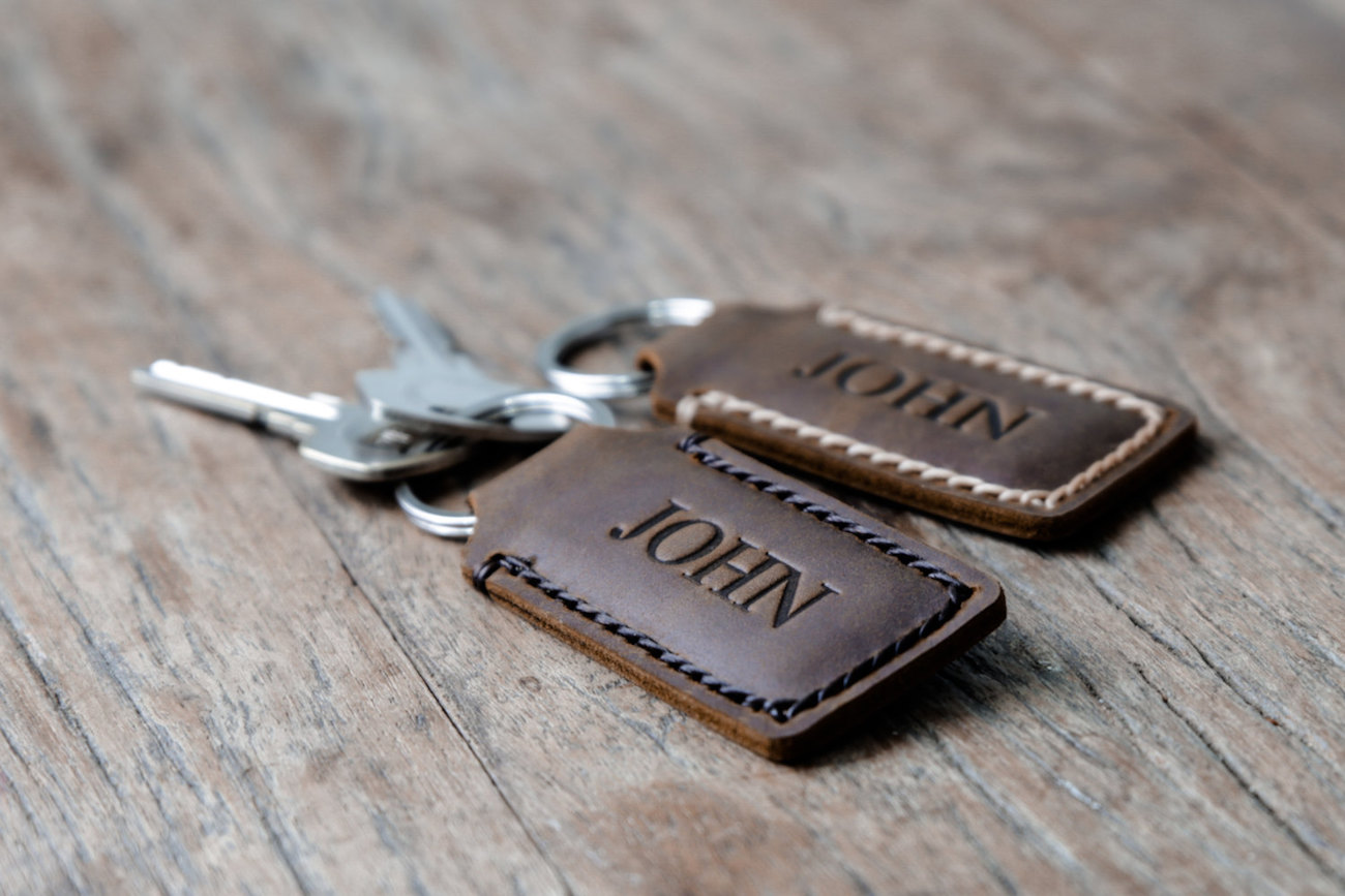 JooJoobs Personalized Leather Keychain
