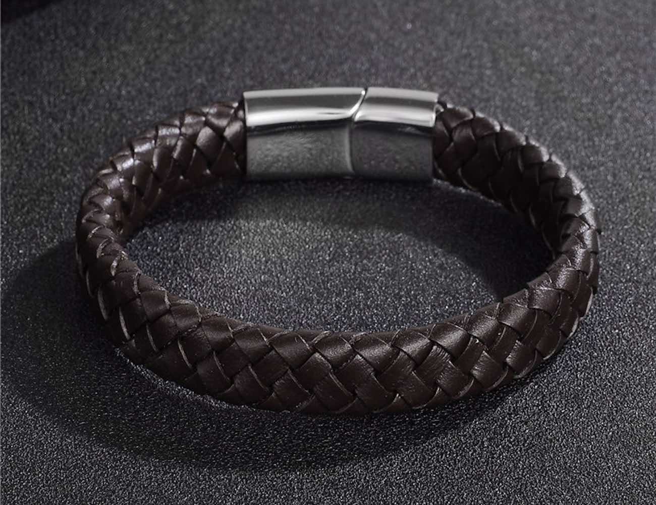 Leather Braided Bracelet with Stainless Steel Clasp » Gadget Flow