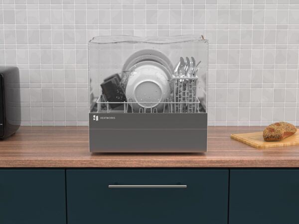 Heatworks Tetra connected countertop dishwasher has a 3-liter tank you fill manually