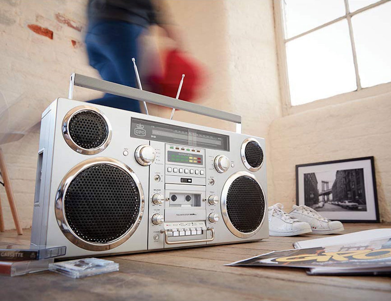 GPO Brooklyn Retro Bluetooth Boombox comes with modern features