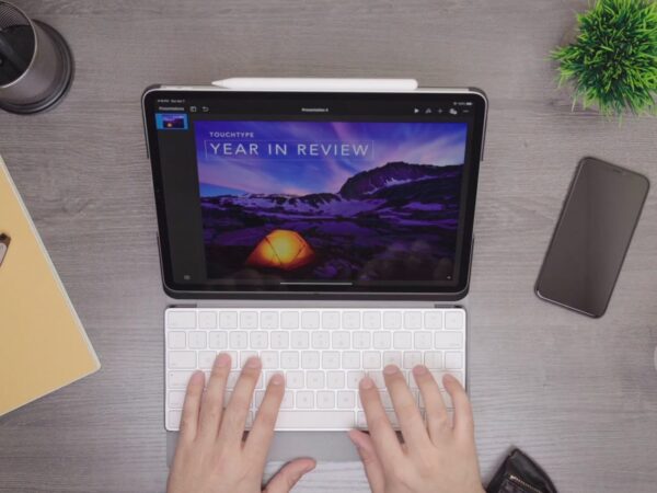 Touchtype Pro iPad Keyboard Case features a stowable, detachable keyboard tray