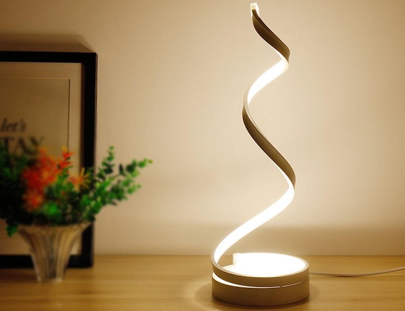 Helix Spiral Decor Lamp provides three different colors of light