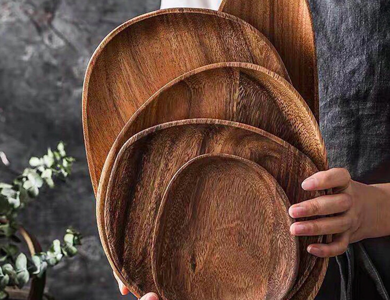 Eclectic Wooden Dinner Plates add rustic splendor to your table