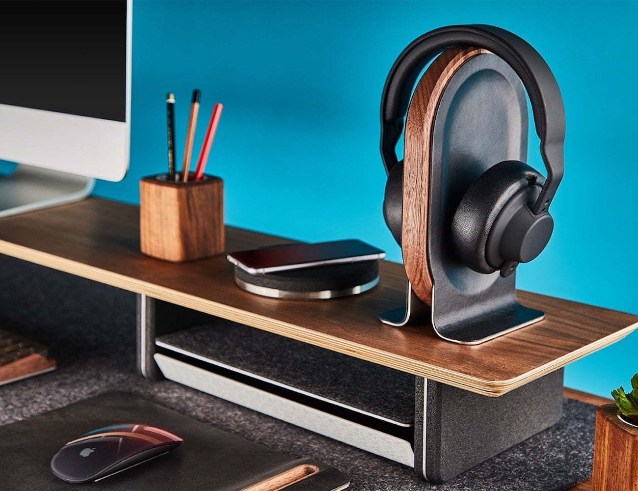 Grovemade Wood & Leather Headphone Stand reimagines headphone storage