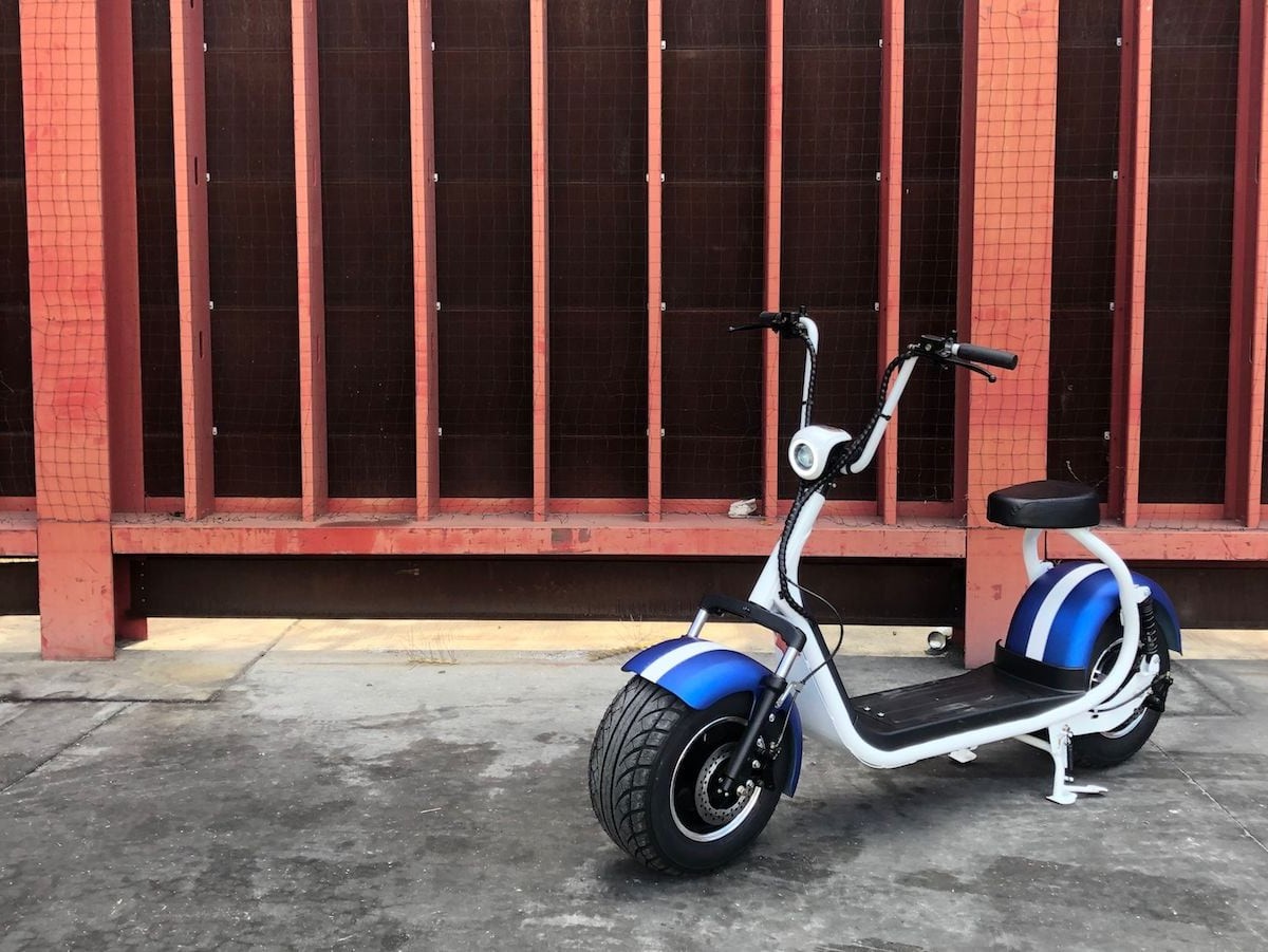 Phat Scooters HD Electric Scooter has wide wheels for easy balancing and stability
