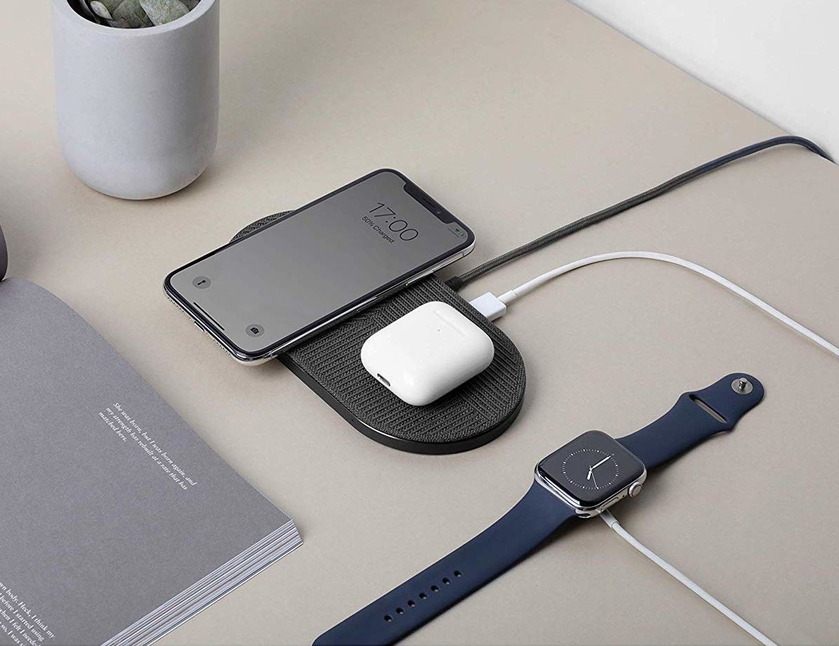 Native Union Drop XL double wireless charger simultaneously charges 3 devices