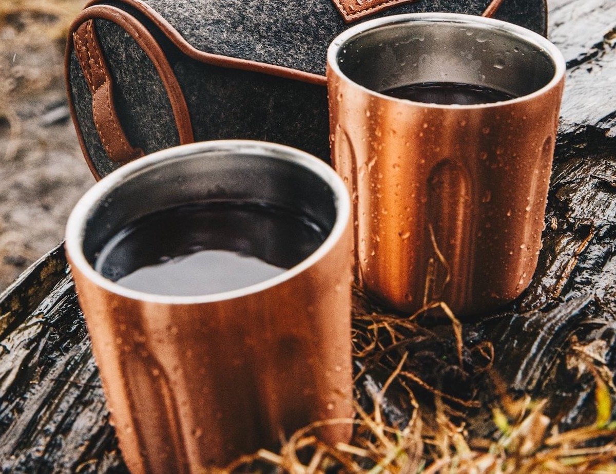 High Camp Firelight Whiskey Tumblers & Felt Case making it easy to enjoy a drink in the wild