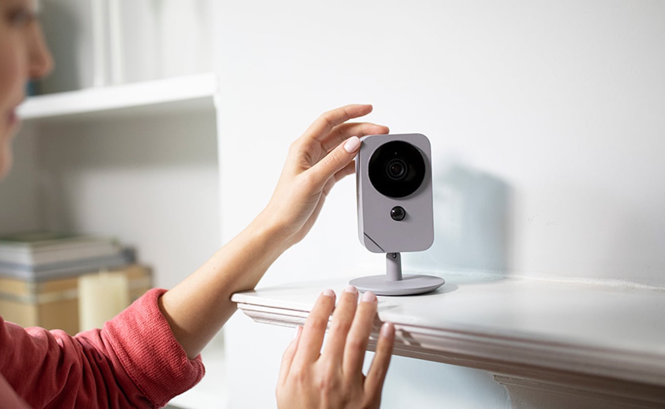 Blue Indoor HD Security Camera lets you see and speak to anyone inside