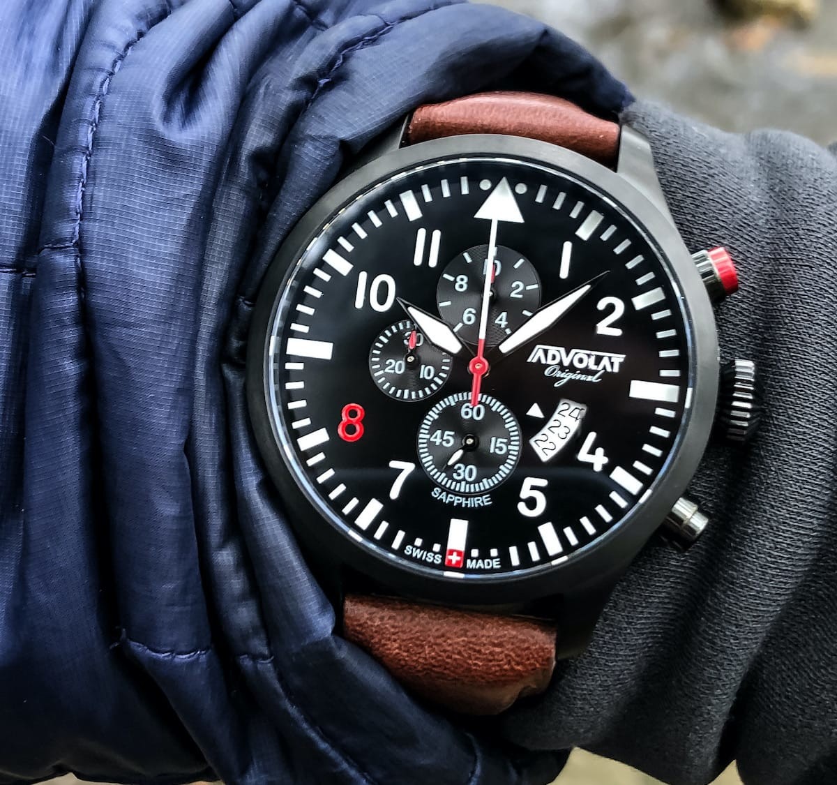 ADVOLAT FLIEGER 8 chronograph pilot watch has exceptional engineering and components