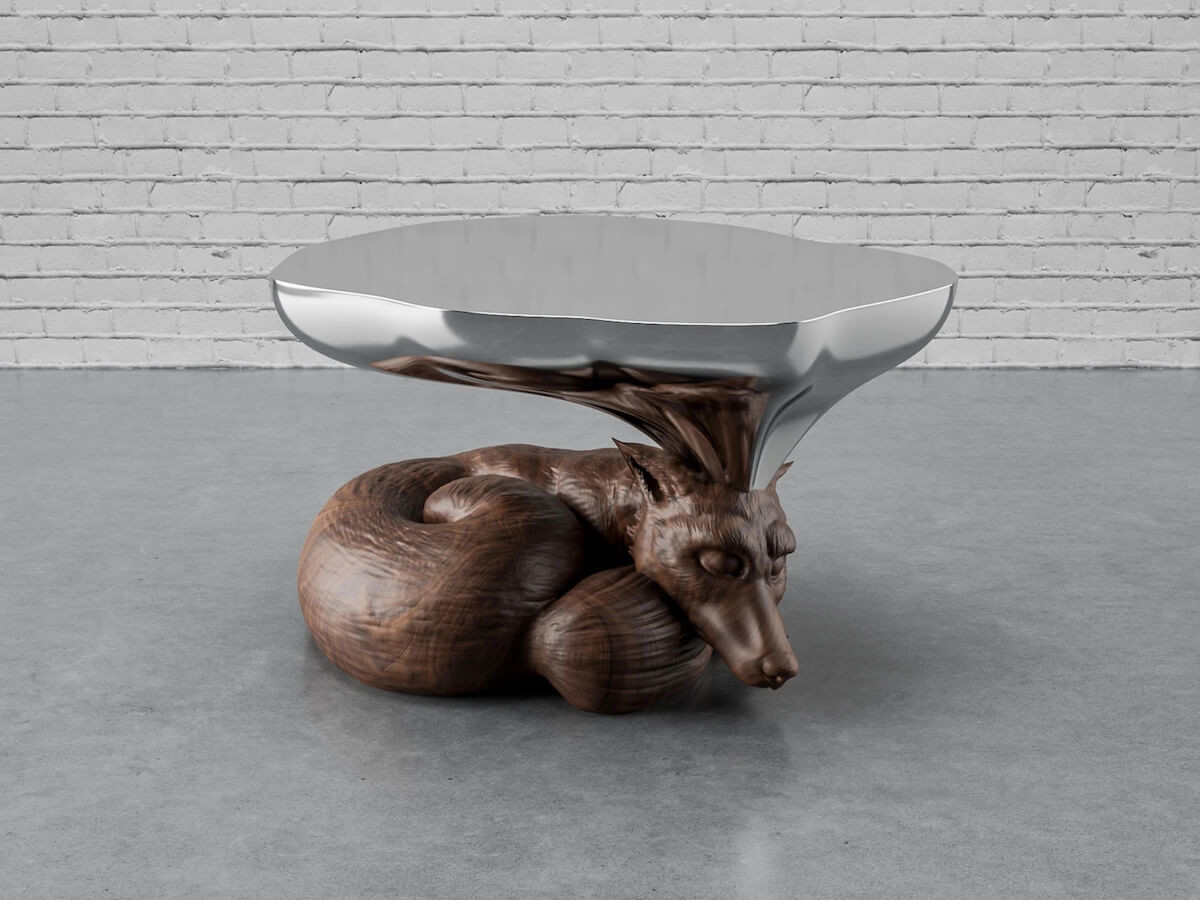 Mousarris Dreaming Fox unique coffee table uses CNC technology to capture details