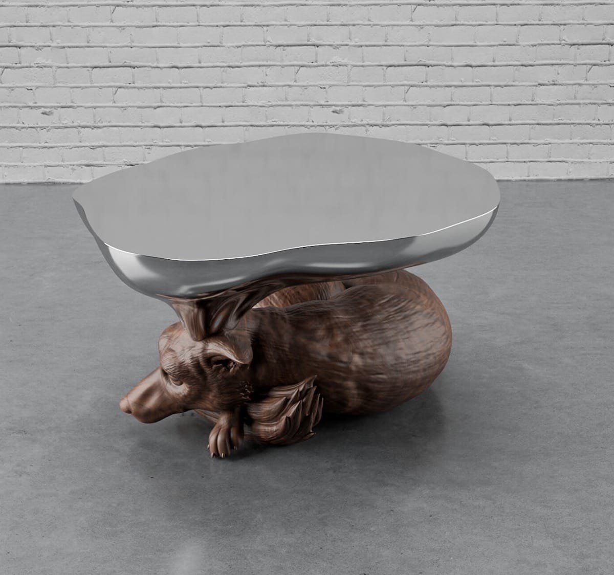 Mousarris Dreaming Fox unique coffee table uses CNC technology to capture details
