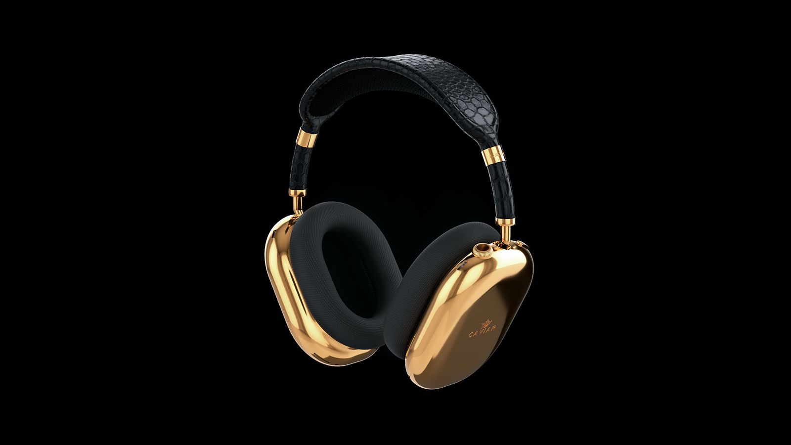 Caviar AirPods Max Gold Black features earcups made from 750 grams