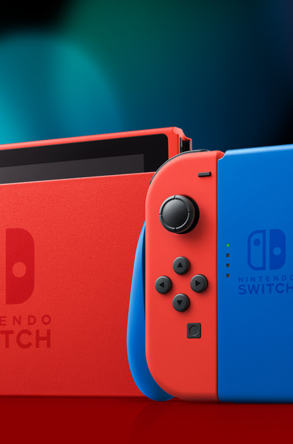 Nintendo Switch Mario Red & Blue Edition gaming console boasts a Mario