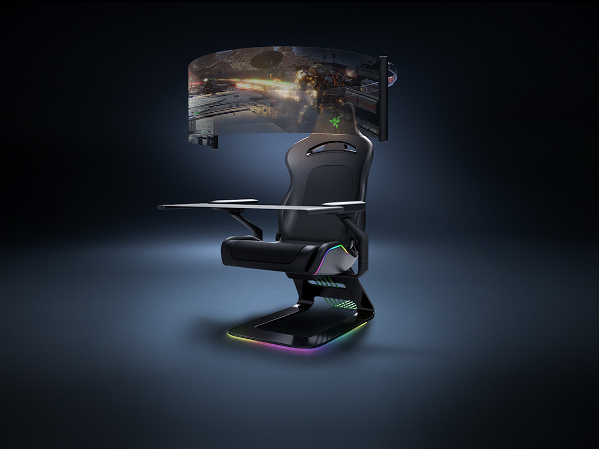 Razer Project Brooklyn concept gaming chair comes with a 60” rollout OLED display