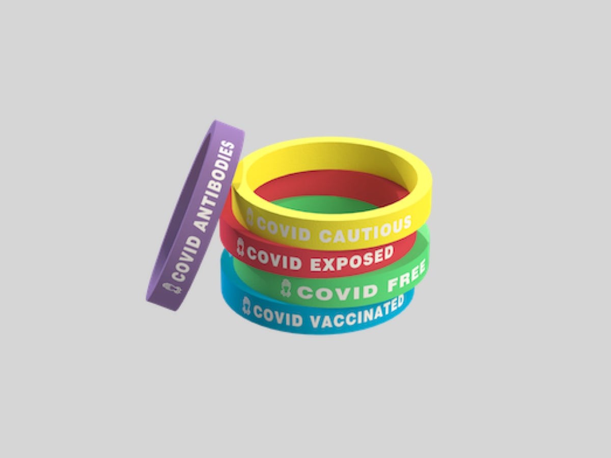 Band Covid social safety bracelets are color-coded to make your COVID-19 status clear