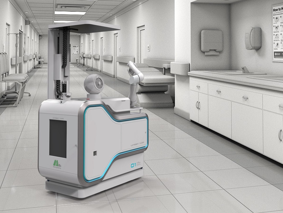 Hills Engineering COROBOT antivirus disinfection robot uses AI to project cleaning UV rays