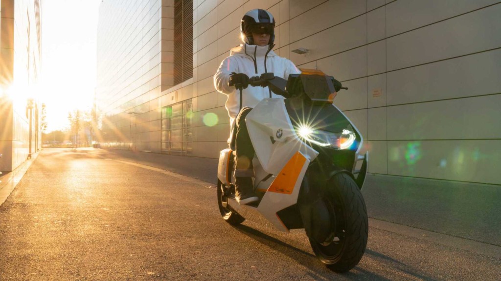 The BMW CE 04 electric motorcycle has sci-fi looks with a 130-kilometer range