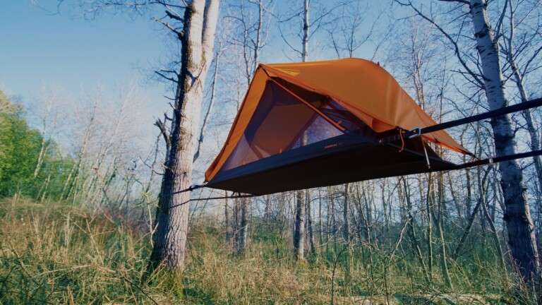 Opeongo AERIAL A1 hammock tent has a slackline-inspired suspension system for comfort