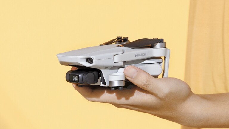 DJI Mini SE compact camera drone weighs less than a smartphone and has a 3-axis gimbal