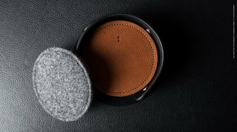 hardgraft Club Coaster Set is artisan-made from vegetable-tanned leather and felt wool