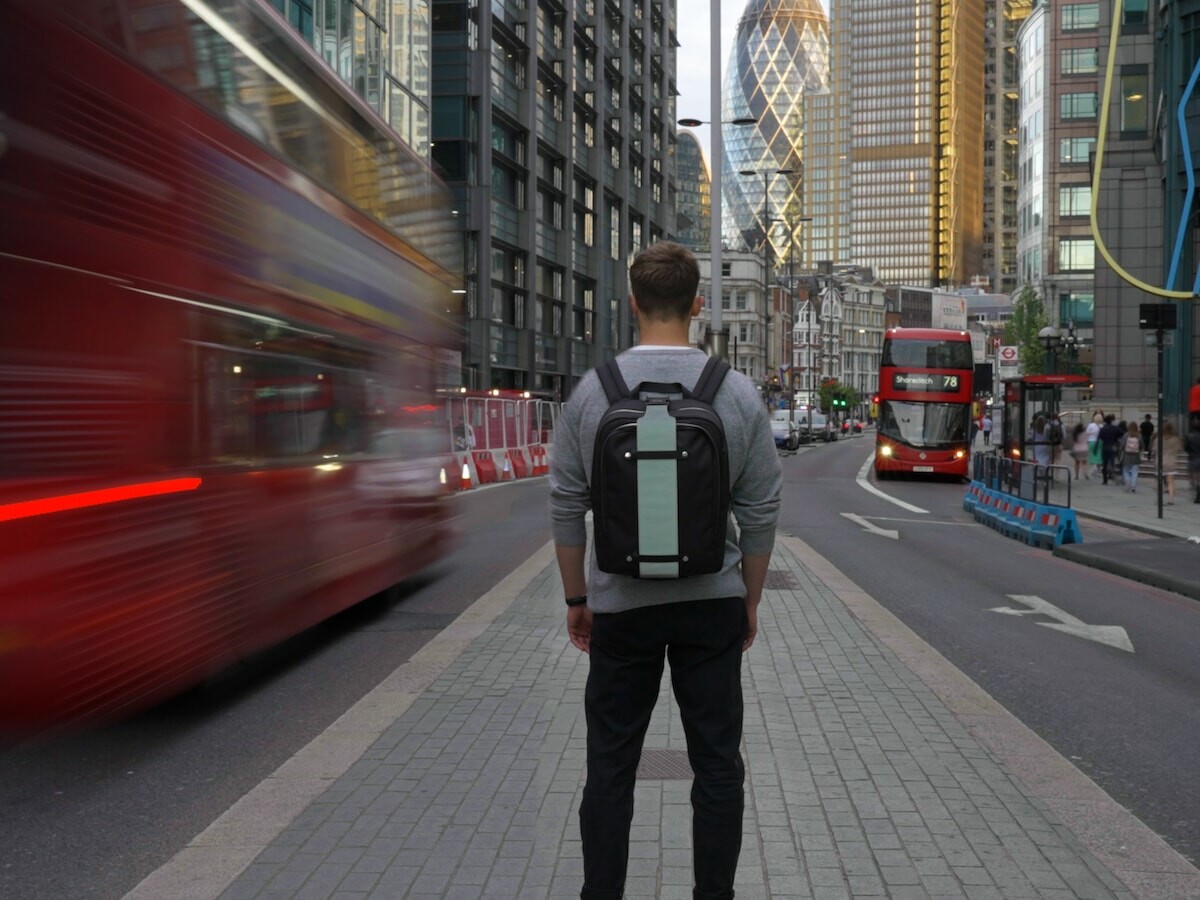 lab.inc Backpack sustainable bag has interchangeable straps & uses upcycled ocean plastic