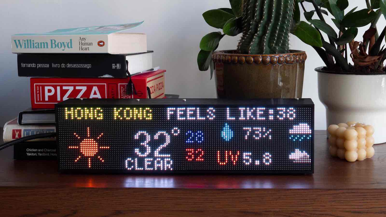 Fintic LED ticker displays stocks, crypto, forex, weather, news, sports ...