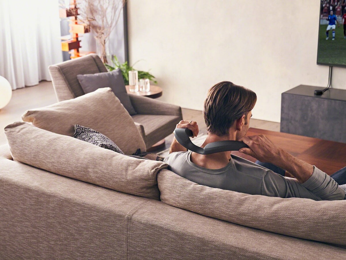 Sony SRS-NS7 wireless neckband speaker allows you to enjoy personalized home theater audio
