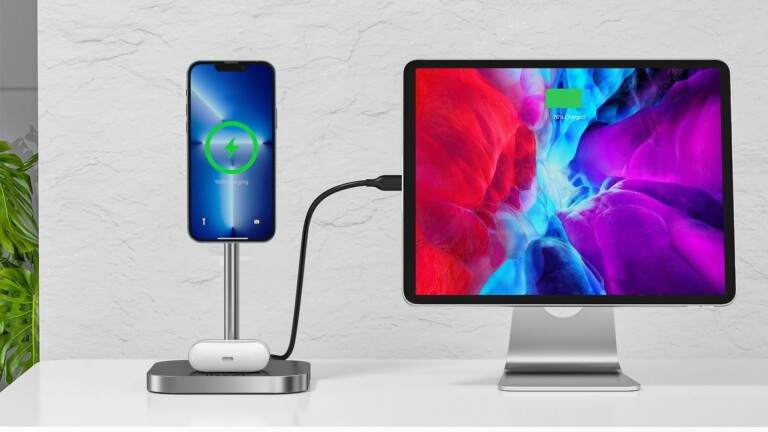 INVZI MagFree 3-in-1 MagSafe charger has adjustable height and 15W wireless charging