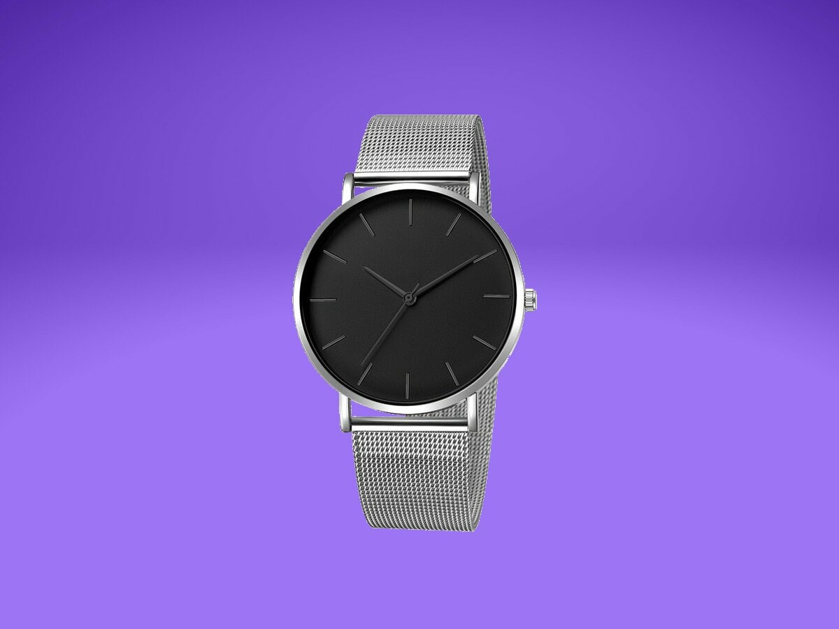 Minimalist Men’s Watch has a sleek stainless steel with a mesh band in several colors