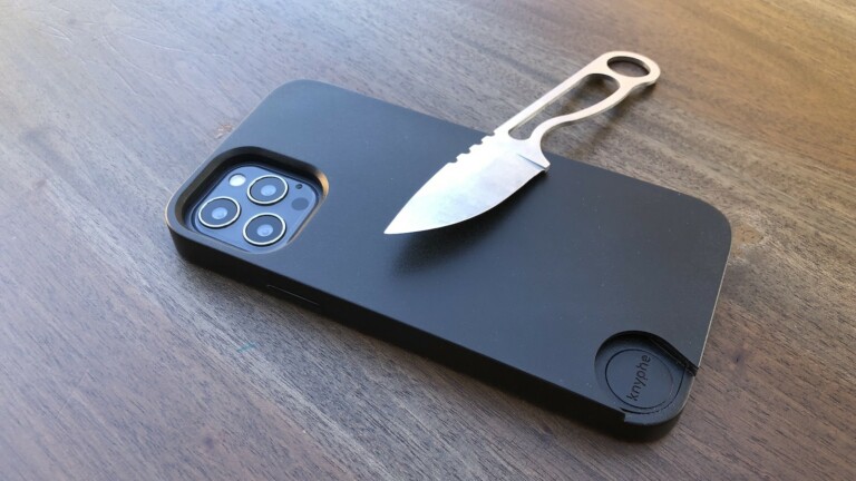 knyphe phone case + EDC knife securely stores a fixed-blade knife in a special slot