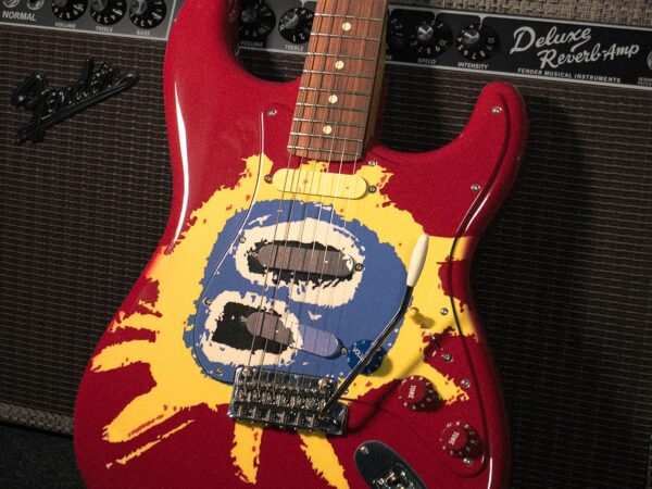 Fender 30th Anniversary Screamadelica Stratocaster guitar has all-over graphics