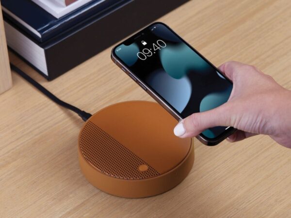 Lexon Oslo Energy+ 3-in-1 Bluetooth wireless charger includes microphones and a speaker