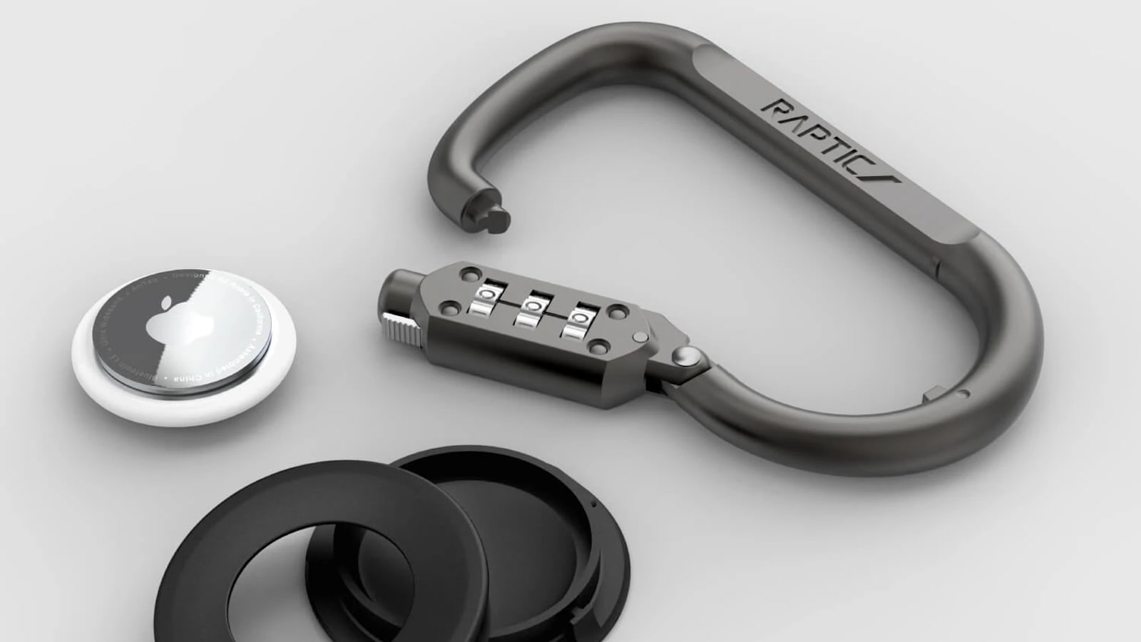 Raptic Link + Lock Apple AirTag holder includes a built-in combination ...