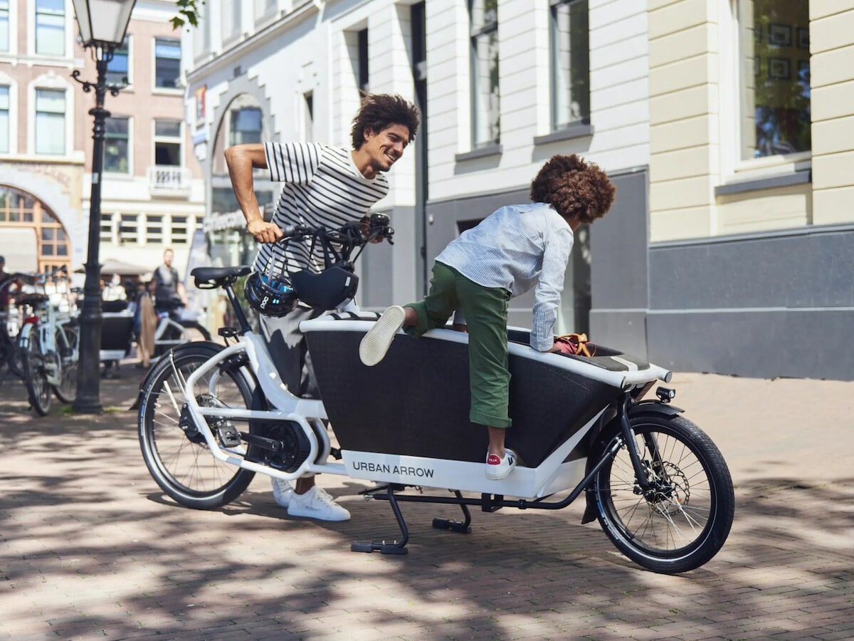 Urban Arrow family eBikes can hold cargo and/or people and reach speeds of 25 km/h