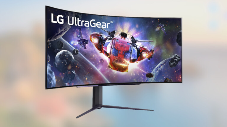LG UltraGear 45GR95QE OLED gaming monitor has a 45-inch screen size with an 800R curvature