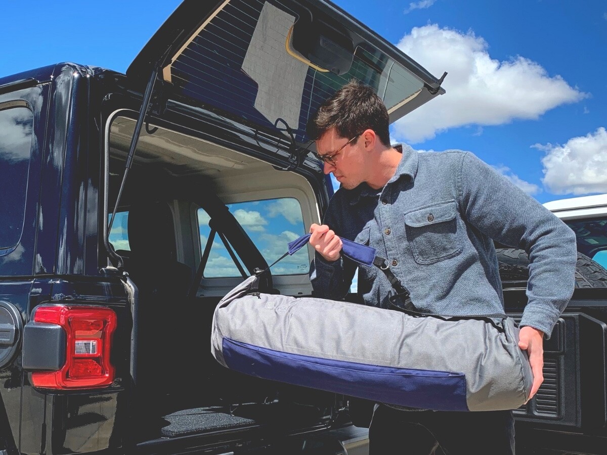 Trekroll bedrollstyle sleeping bag with an air bed packs into a