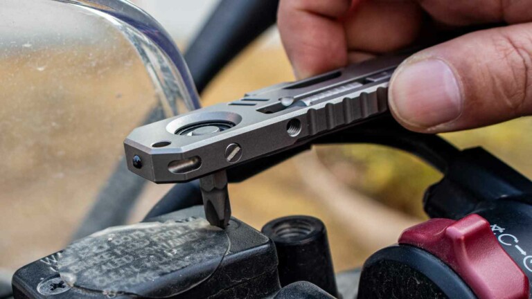 Titanium Multifunctional Pry Bar has an everlasting pen, a window breaker, and more