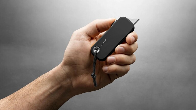 James The Palmer EDC utility box cutter fits great in your pocket and has a lanyard