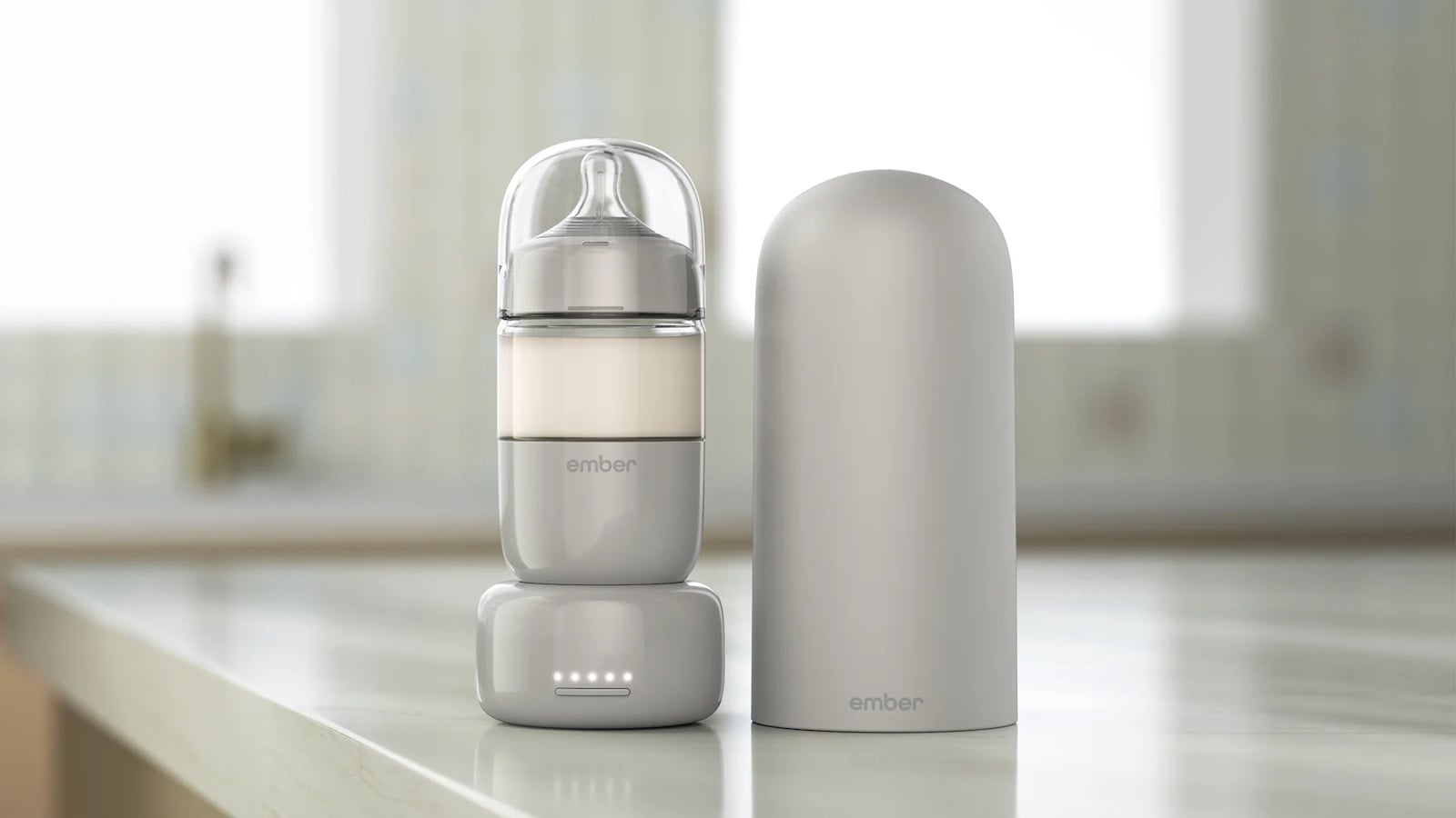 Ember Baby Bottle System warms milk or formula using convection current